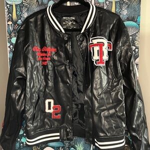 True Religion Black and White Varsity Jacket XL
